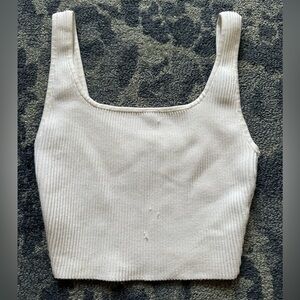Aritzia Babaton Sculpt Knit Squareneck Cropped Tank, White XS